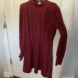 Express/ maroon dress, long sleeve